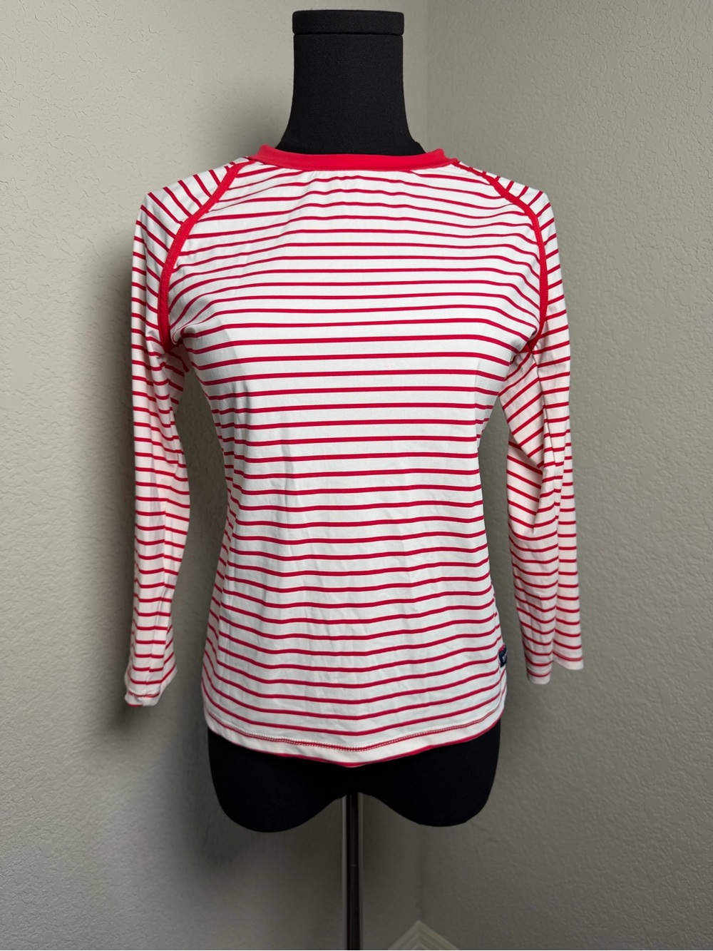 Sperry Red & White Striped Long-Sleeve Rashguard